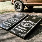 Foldable cornhole boards built with plans