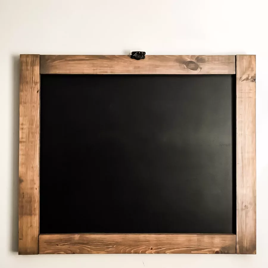 Front view of fold-out table with chalkboard