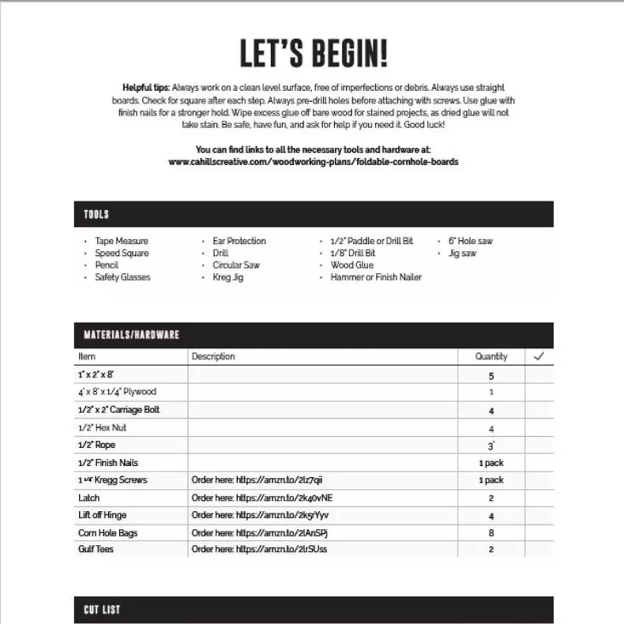 Cornhole plans screenshot