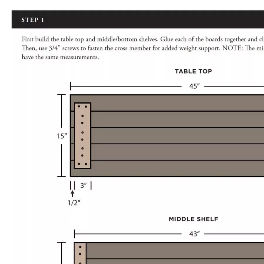 Screenshot of tv console DIY plans