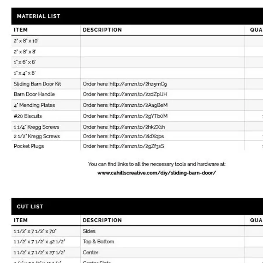 Sliding barn door plans