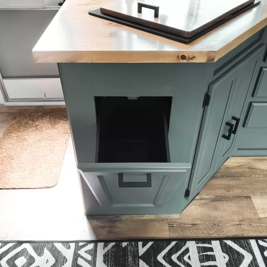 RV trash can cabinet